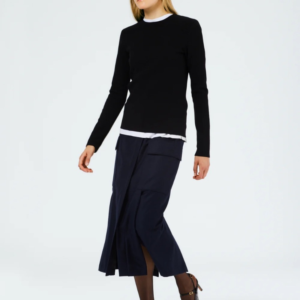 Tibi Superfine Wool Flannel Paneled Cargo Skirt